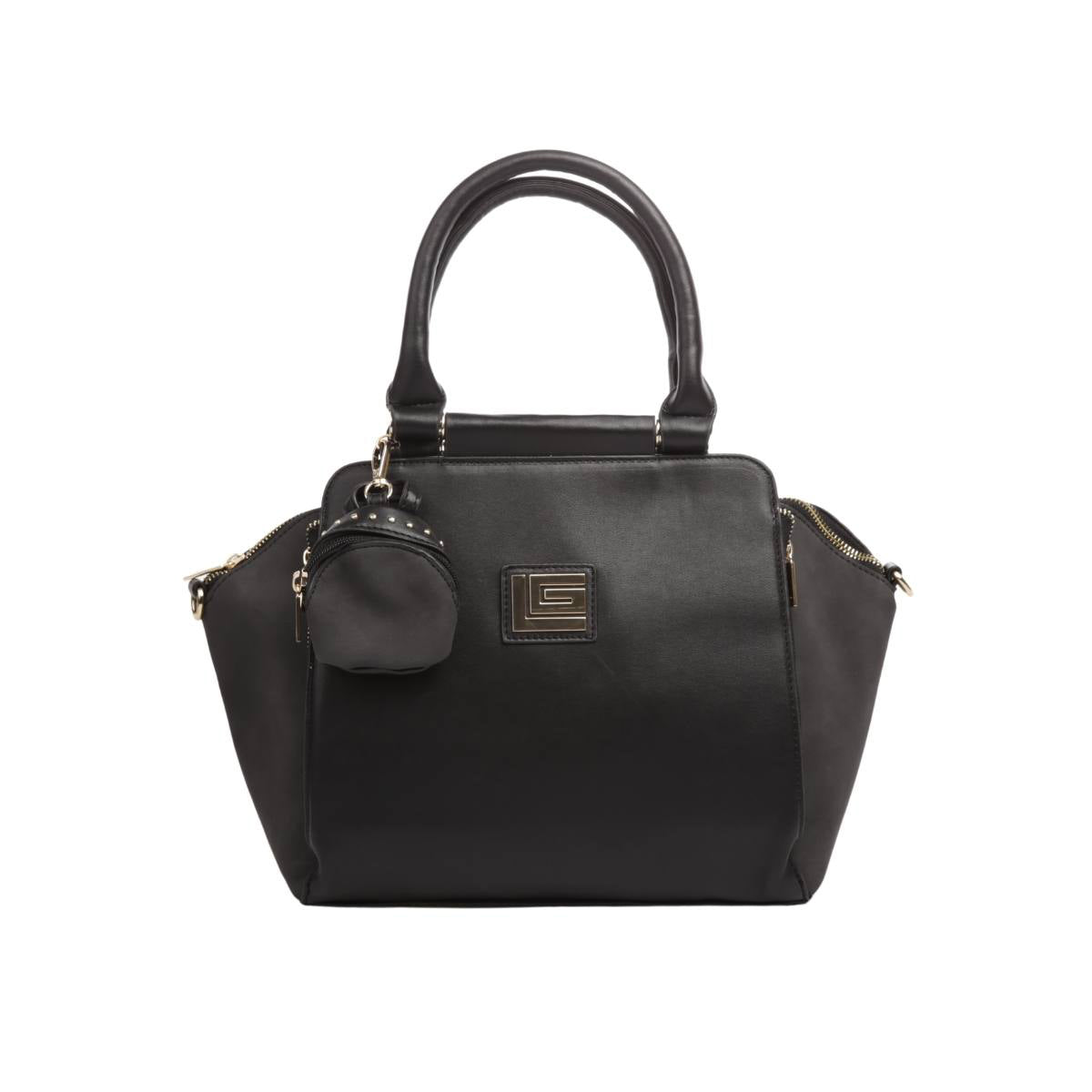 Bolsa [Guy Laroche] tipo mini tote con divisiones interiores y monedero color negro