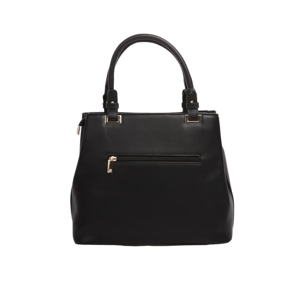 Bolsa [Guy Laroche] tipo Satchel crossbody diseño elegante con broche con detalles dorados color negro