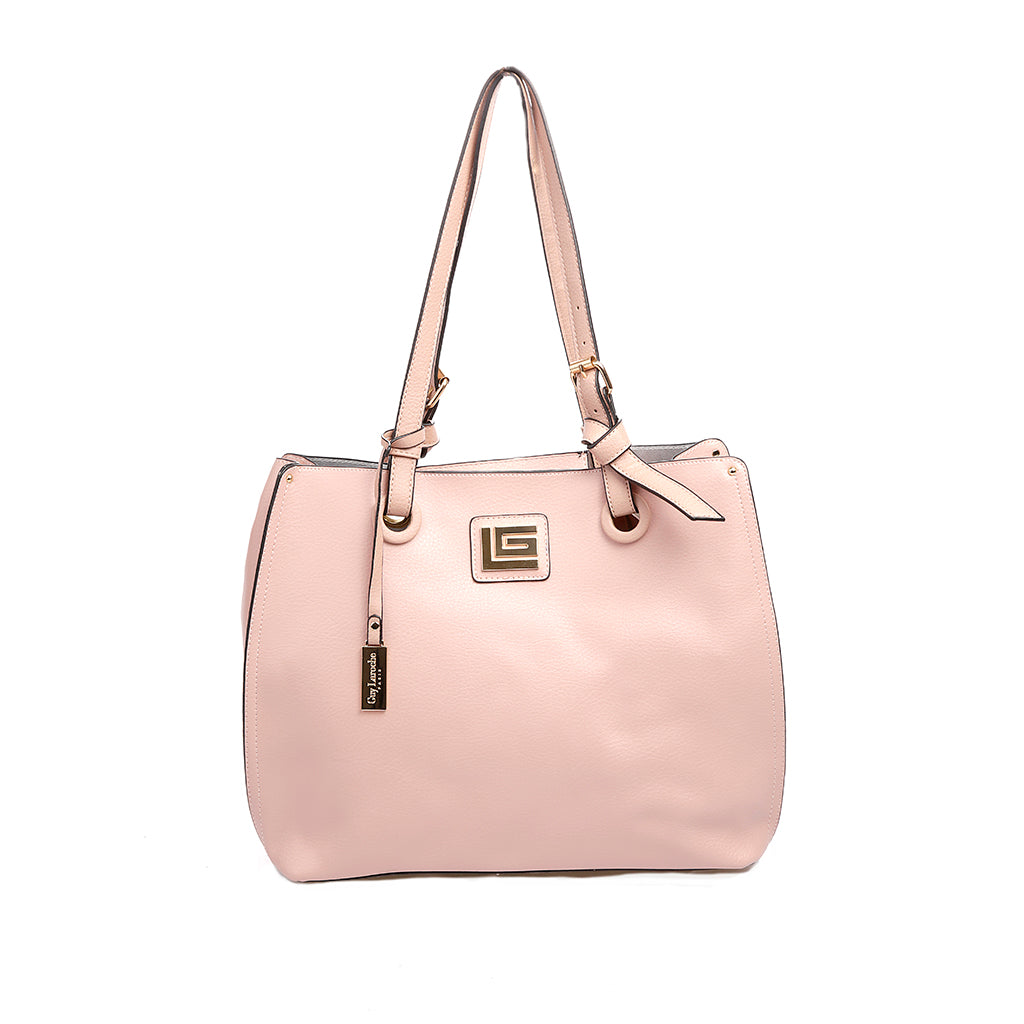 Bolsa [Guy Laroche] tipo Tote con listones y detalles dorados color rosa