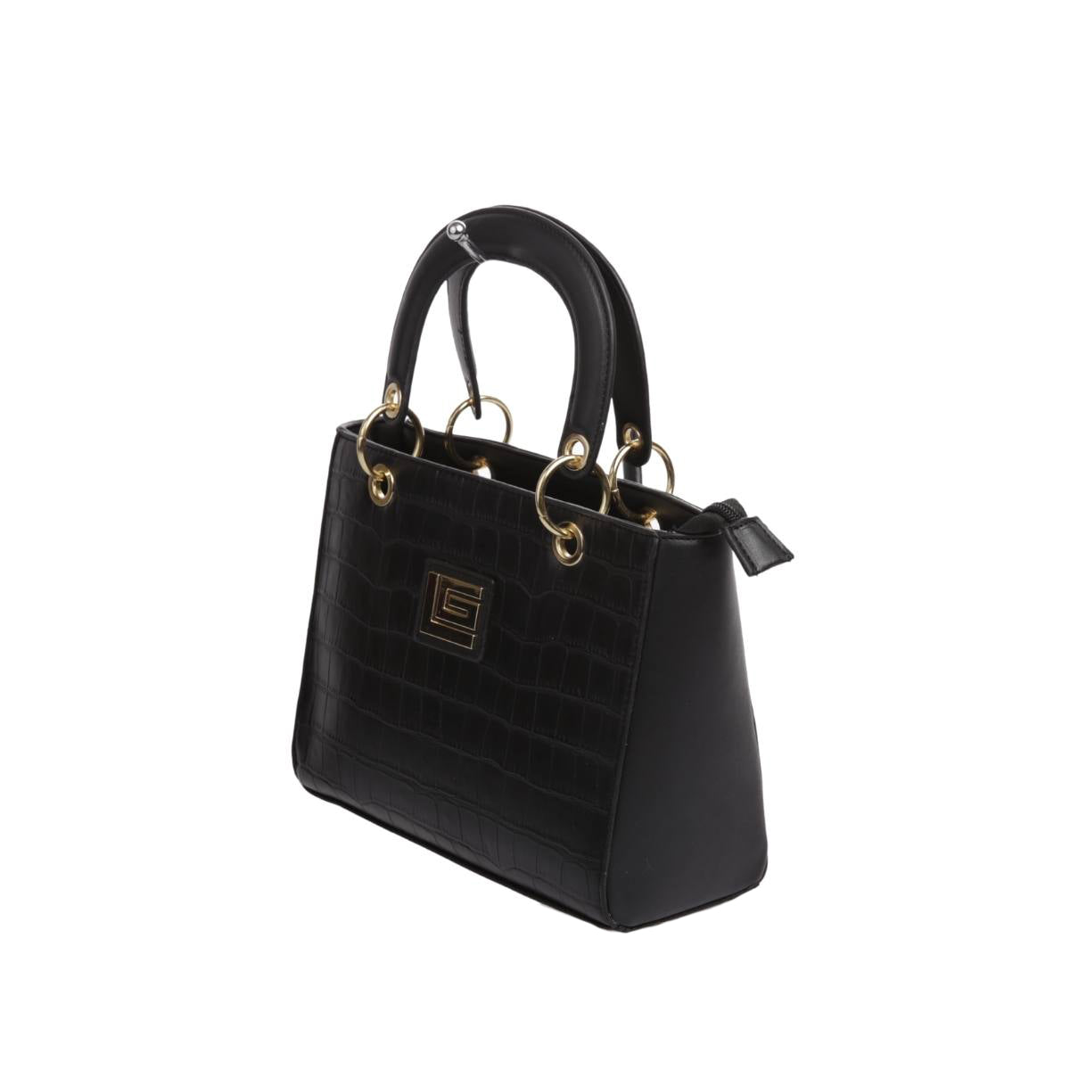 Bolsa [Guy Laroche] tipo Satchel crossbody con diseño animal print tipo piel de cocodrilo
