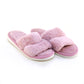Pantufla [Peschelle] afelpada con diseño de tiras color rosa