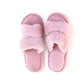 Pantufla [Peschelle] afelpada con diseño de tiras color rosa
