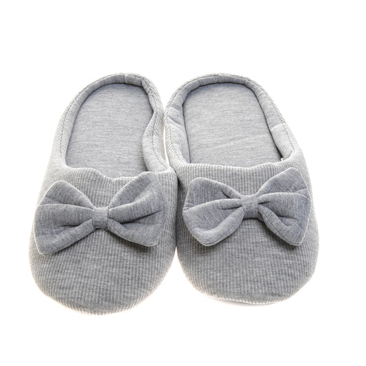 Pantufla [Peschelle] afelpada con diseño de moño color gris