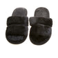Pantufla [Peschelle] afelpada con diseño de tiras color negro
