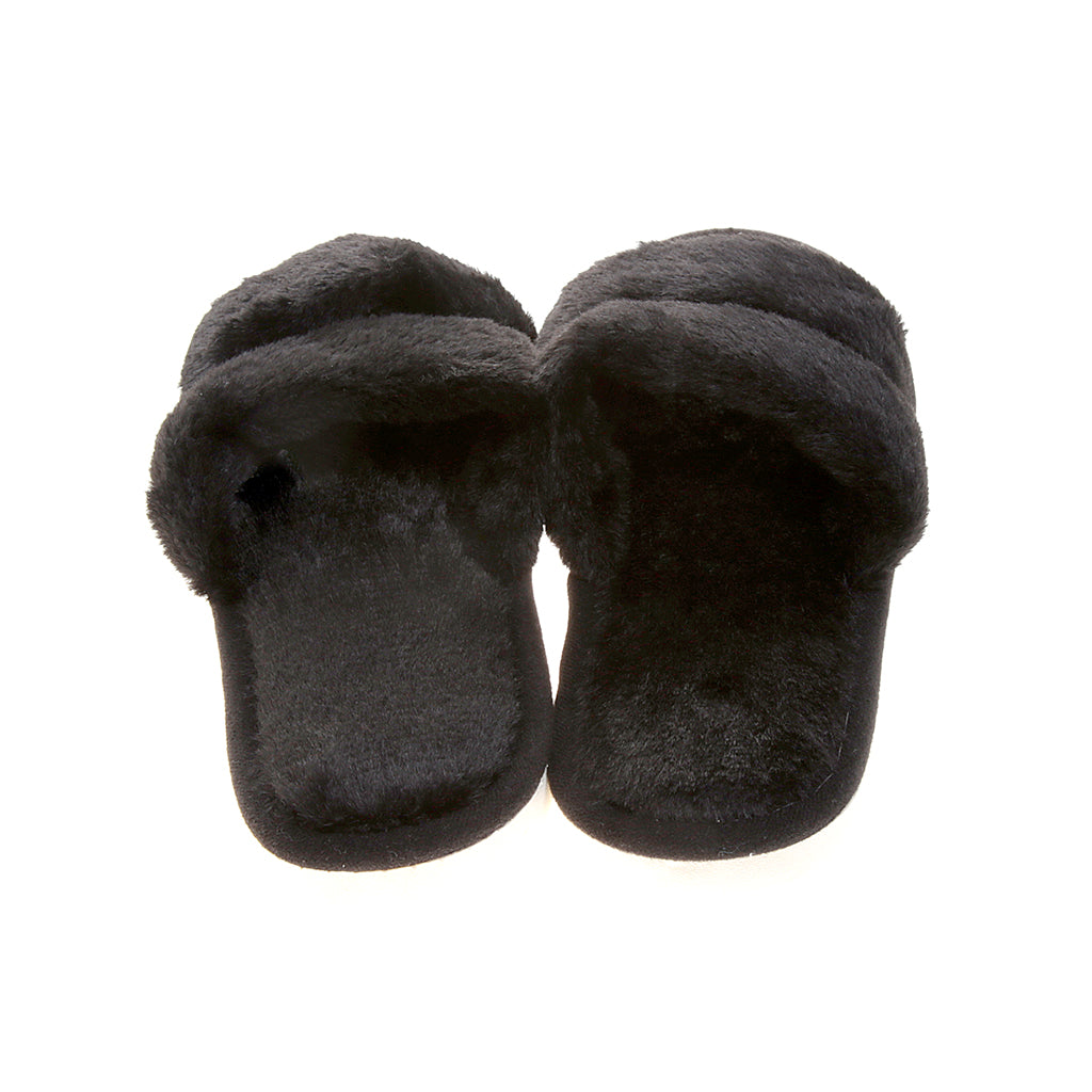 Pantufla [Peschelle] afelpada con diseño de tiras color negro