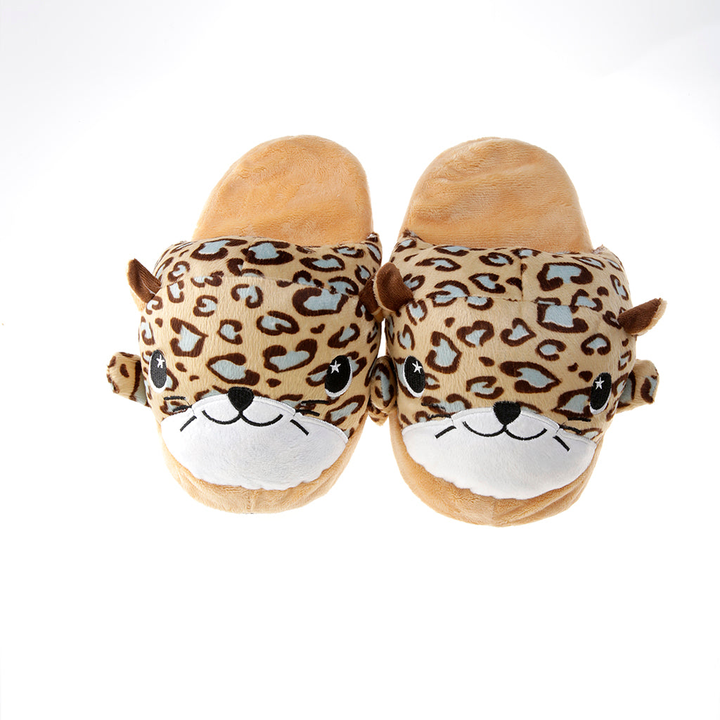 Pantufla para niña [Peschelle] con diseño de Leopardo color naranja