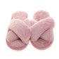 Pantufla [Peschelle] afelpada con diseño cruzado color rosa