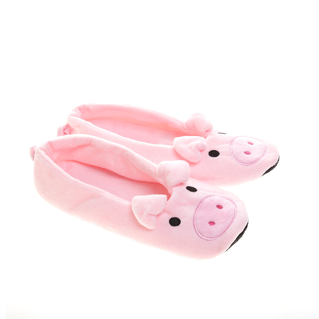 Pantufla para niña [Peschelle] con diseño de Puerquito color rosa