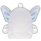 Mini backpack [Lulu] con glitter y diseño de alas de mariposa color plata tornasol