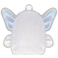 Mini backpack [Lulu] con glitter y diseño de alas de mariposa color plata tornasol