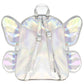Mini backpack [Lulu] con glitter y diseño de alas de mariposa color plata tornasol