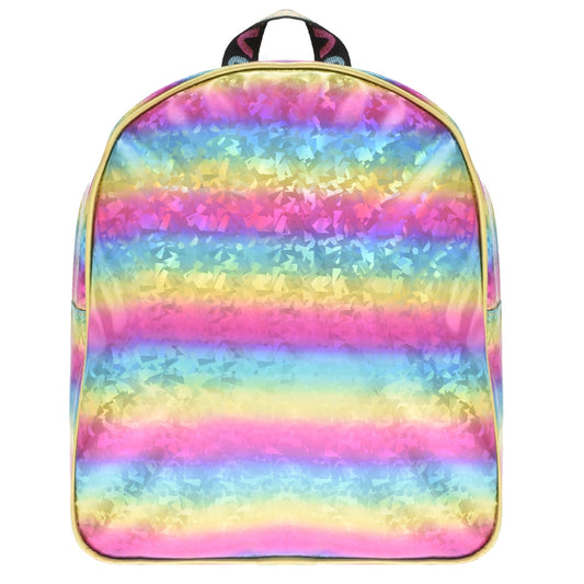 Mini backpack [Lulu] con diseño de prismas arcoíris tornasol