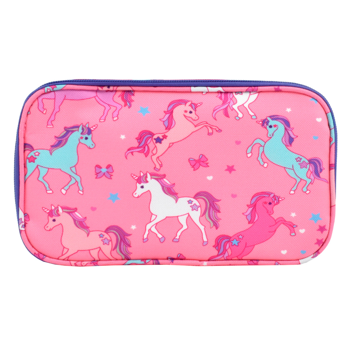 Lapicera escolar para niña Peschelle grande diseño de unicornios color rosa