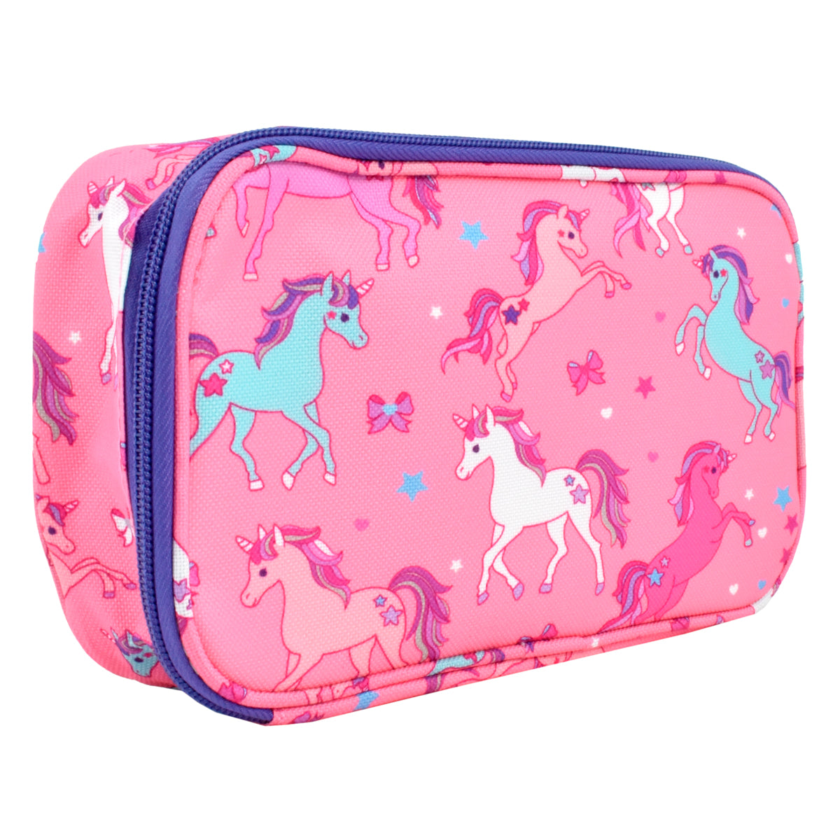 Lapicera escolar para niña Peschelle grande diseño de unicornios color rosa