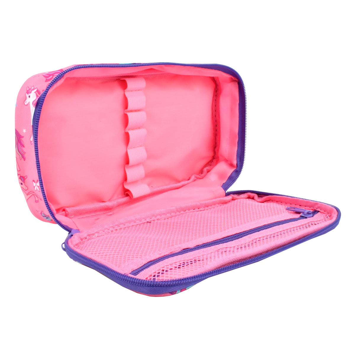 Lapicera escolar para niña Peschelle grande diseño de unicornios color rosa