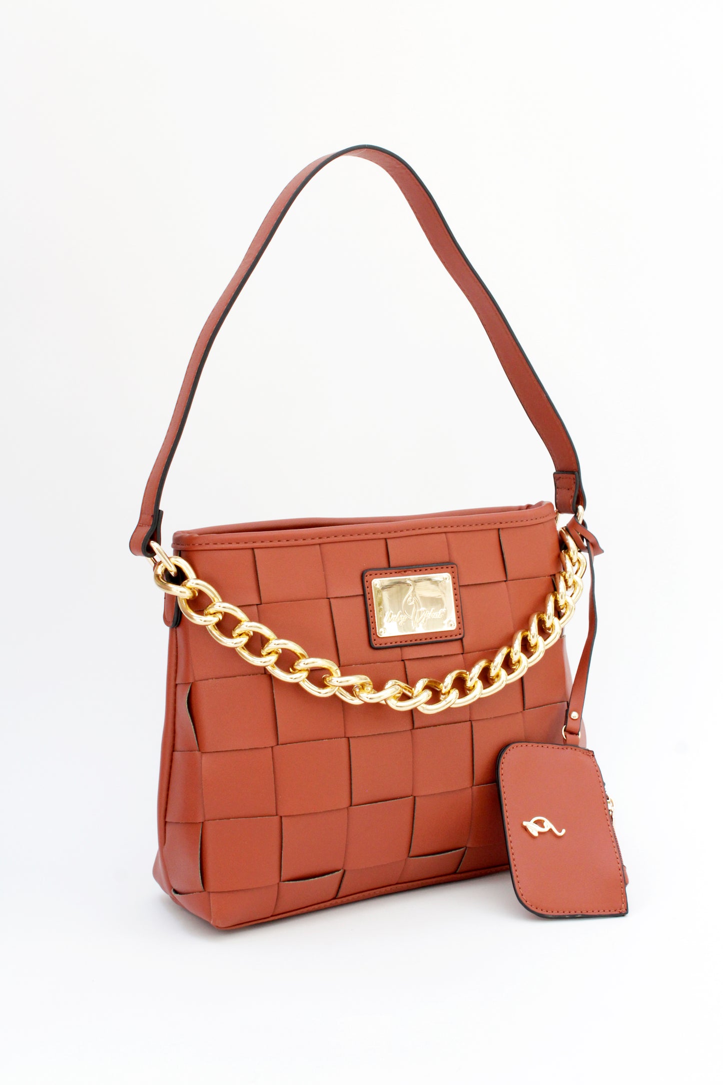 Bolsa [Baby Phat] Tipo Satchel Crossbody Con Monedero Color Camello