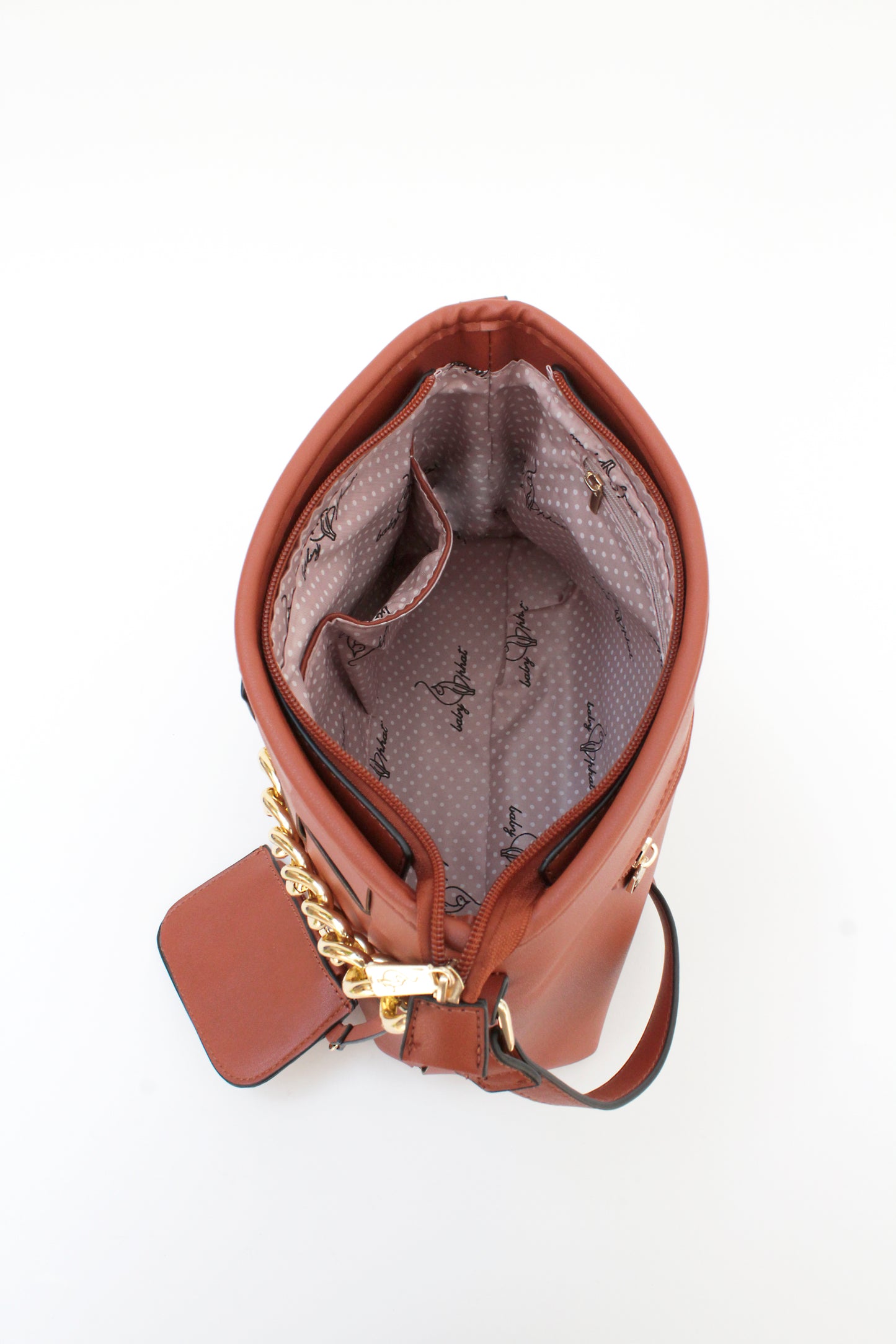 Bolsa [Baby Phat] Tipo Satchel Crossbody Con Monedero Color Camello