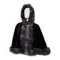 Capa Invernal Para Dama Color Negro Con Detalles En Gris