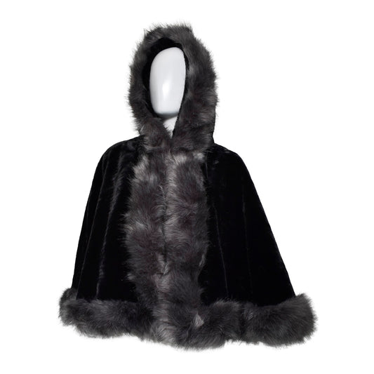 Capa Invernal Para Dama Color Negro Con Detalles En Gris